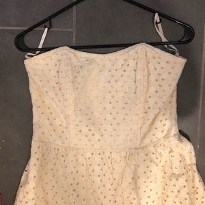 Cream strapless eyelet dress
